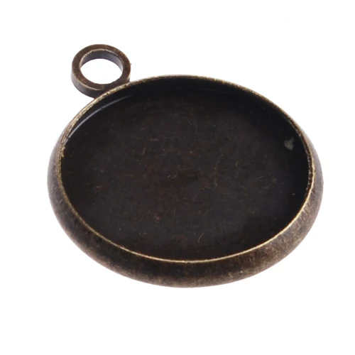 

Antique Bronze Pendant Trays fit 14mm Round Glass Cabocon,base Metal Bezel,sold 50pcs/LOT