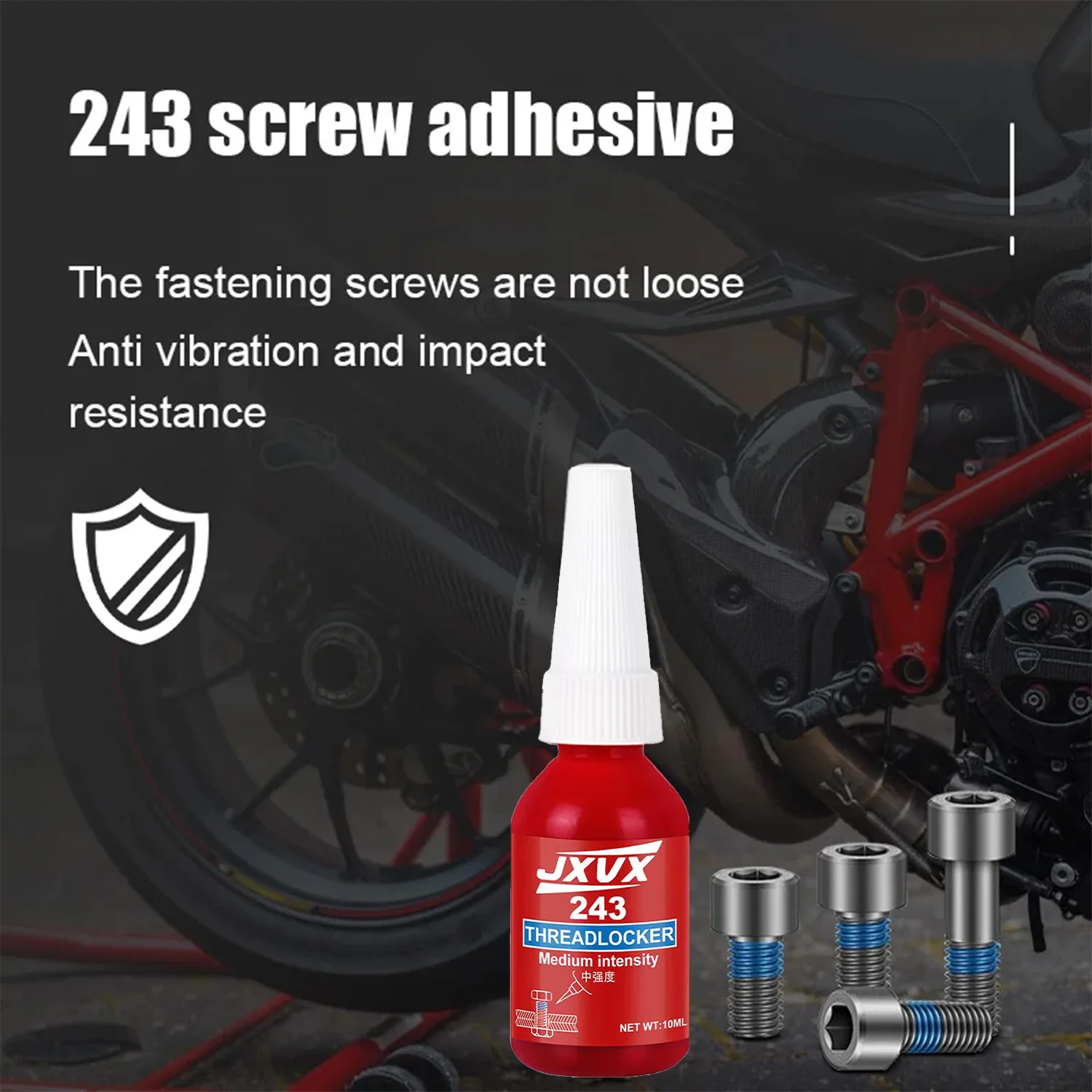 1-10 قطع 243 مانع تسرب خيوط أزرق متوسط القوة - مقاوم للحرارة والزيت - لاصق لا هوائي للمسامير والصواميل والبراغي - يمنع التراخي والتآكل - معجون مانع تسرب البراغي لمنع التراخي.