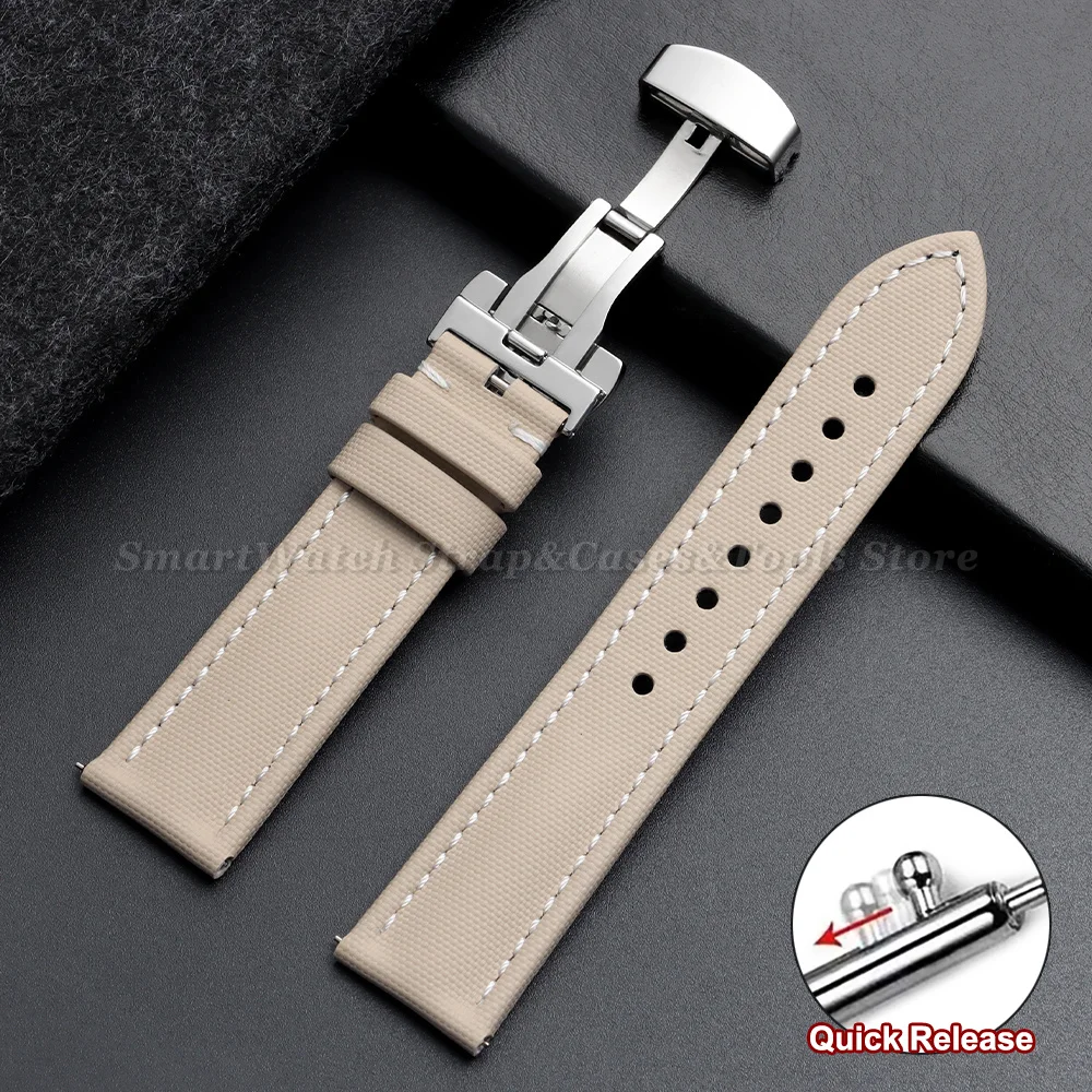 18/19/20/21/22mm Business Segeltuch-Uhrenarmband für Omega mit Schmetterlingsverschluss, Wasserdichtes Armband für Seiko mit Schnellverschluss – Detail 18