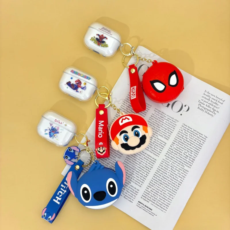 ディズニーステッチイヤホン Bluetooth スパイダーマンインイヤーワイヤレス TWS イヤフォン漫画ヘッドセット少年少女の誕生日クリスマスギフト