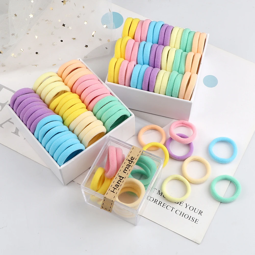 50/100PCS/Set Girls Small 3cm Elastic Hair Bands Colorful Children Nylon Scrunchie Headband Kid Ponytail Holder Hair Accessories