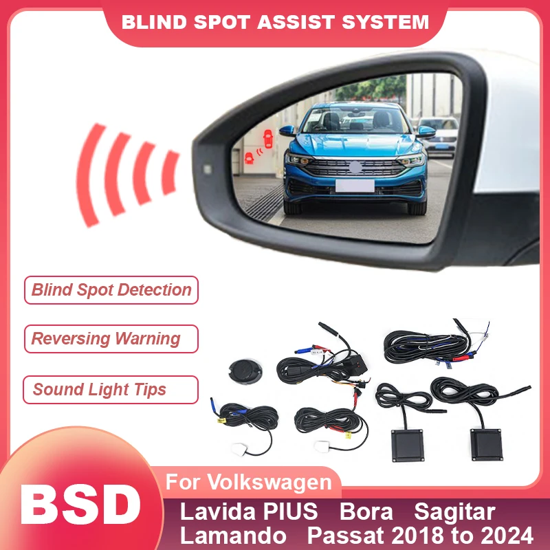 Car BSD BSM BSA Car Smart Blind Spot Detection System For Volkswagen Lavida PIUS For VW Bora Sagitar Lamando Passat 2018 to 2024