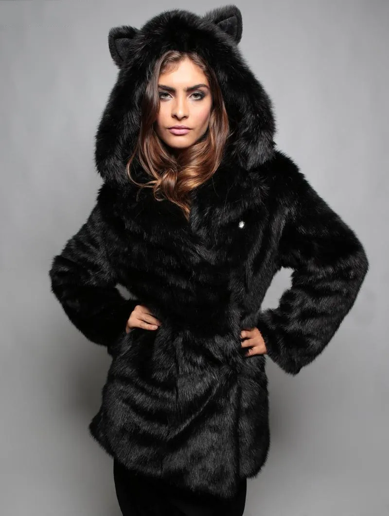 2023 New Fashion Hooded Slim Fit Faux Fox Fur Coat Long Sleeve Outerwear Women wolf Faux Fur Coat Winter Warm Long Jackets Parka