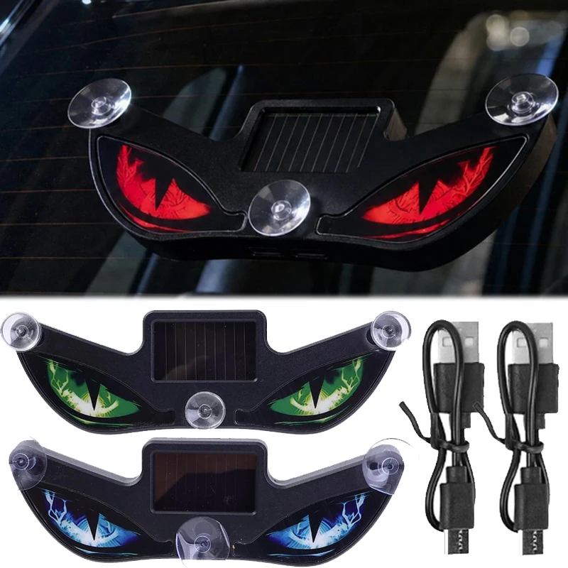 Car Creative Demon Eye Light Flashing Warning Lights Solar Power  Dynamic Safety Vehicle Signal Light Devil Eye Car Warning Lamp