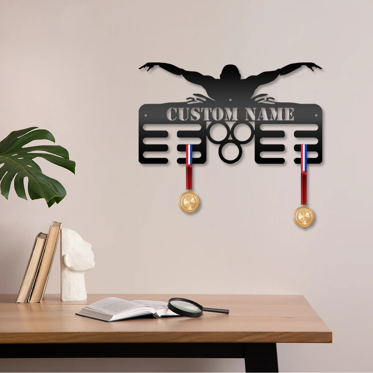 1pc Lustige Medaille-haken schwimmen Angepasst Name Metall Wand Zeichen Metall Platte Zeichen Für Kinderzimmer Wohnzimmer wohnkultur