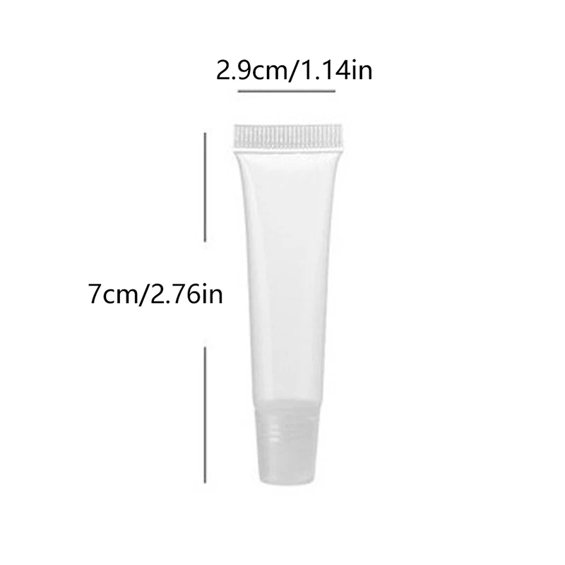 หลอดลิปสติกเปล่าแบบนิ่ม 10 ชิ้น ขนาด 8 มล. / 10 ซม. / 15 มล. สำหรับใส่ลิปบาล์ม ลิปกลอส แบบบีบได้ ใส