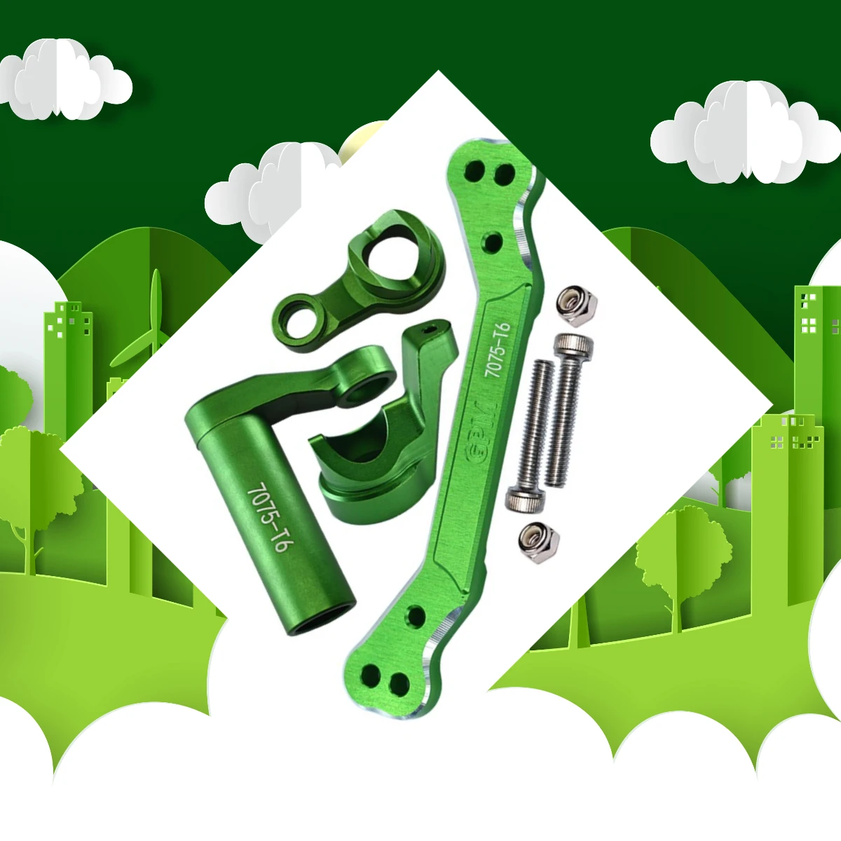 

GPM CNC Aluminum 7075 Steering Assembly+Steering Plate For TRAXXAS 1/8 Sledge 95076-4