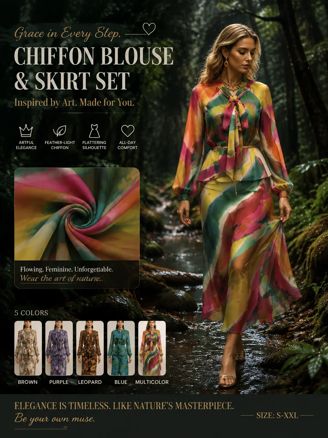 Women Chiffon Two Piece Set Pr - Women Formal Blouses For Evening Wear recension och pris