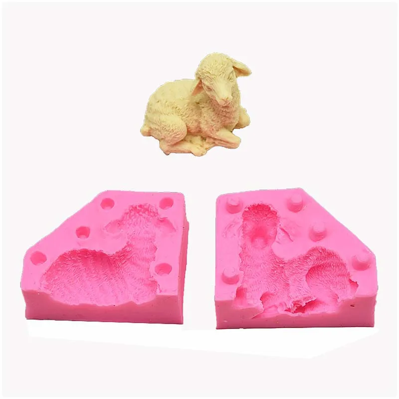 Molde de silicona de oveja 3D para jabón, moldes de arcilla polimérica para velas, Fondant, herramientas de decoración de pasteles, molde de pasta