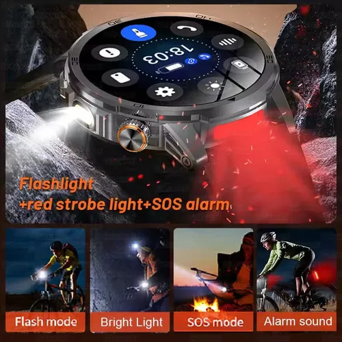 Imagen 2 del producto 2026 militar t-rex 3 reloj inteligente reloj de Fitness hombres 466*466 pantalla AMOLED 1000mAh batería linterna llamada impermeable Smartwatchs