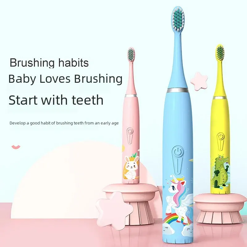 Cartoon Children\'s Electric Toothbrush Cute Soft Bristle Waterproof Sonic Vibration Toothbrush Gift