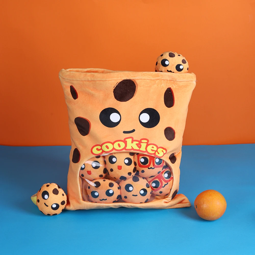 Chocolate Chip Cookies Plush Toy Cute Fluffy Snacks Pudding Cake Alien Hug Pillow Kids Birthday Gift Sofa Home Decor