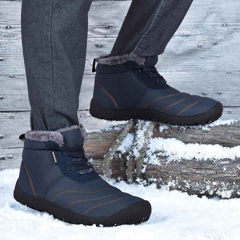 Winter Men's Large Size Snow Boots Plus Velvet Thickened Warm Cotton Boots Comfortable Cold-proof Outdoor Sports Leisure Shoes