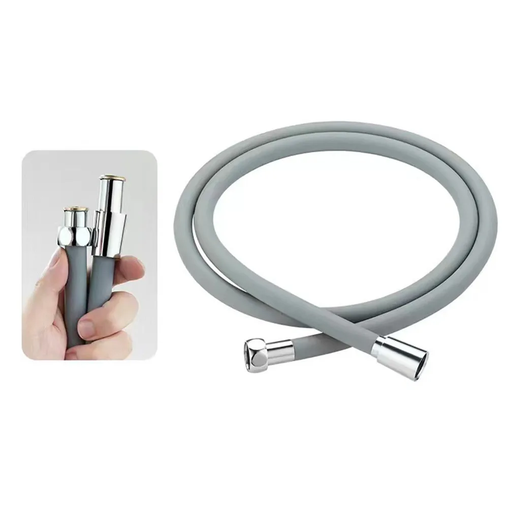 1.5/2M Silicone Flexible Shower Hose Anti-Winding Explosion Proof Extension High Pressure Pipe Soft With Baby Skin Touch