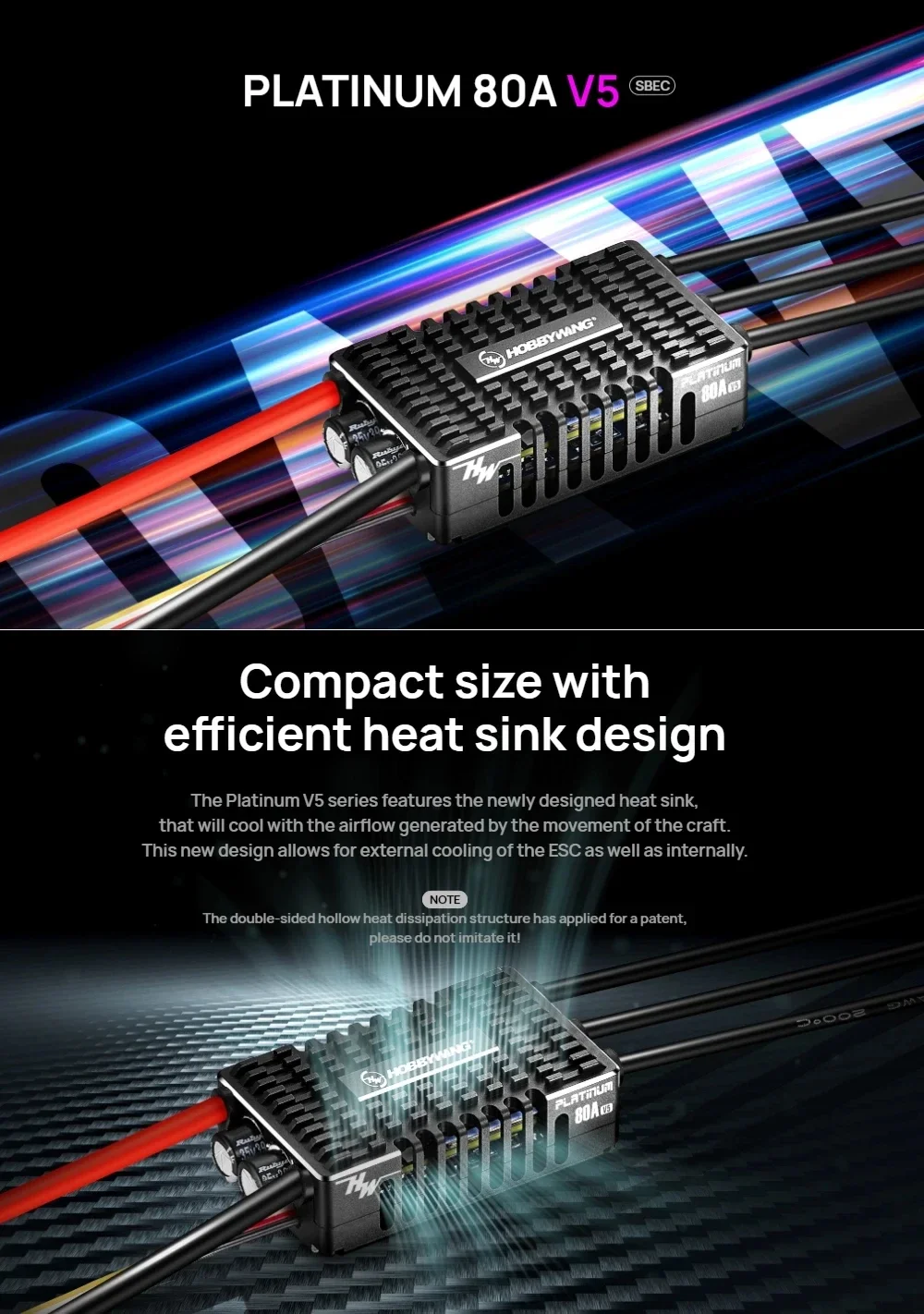 Hobbywing Platinum V5 80A 120A 150A 3-8S Brushless ESC Electric