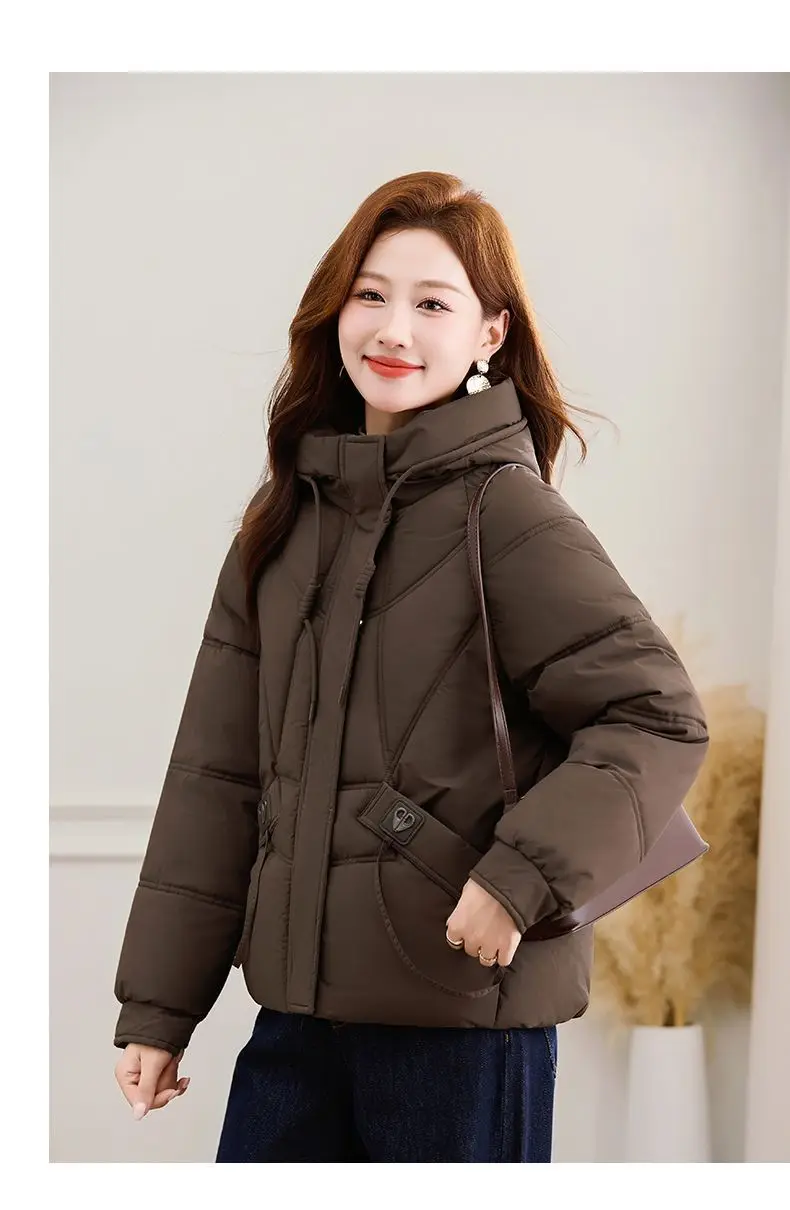 2027 Winter New High End Big Fur Collar Workwear Down Cotton Jacket Women's Fashion Short Thicken Cotton Female Parkas Coats