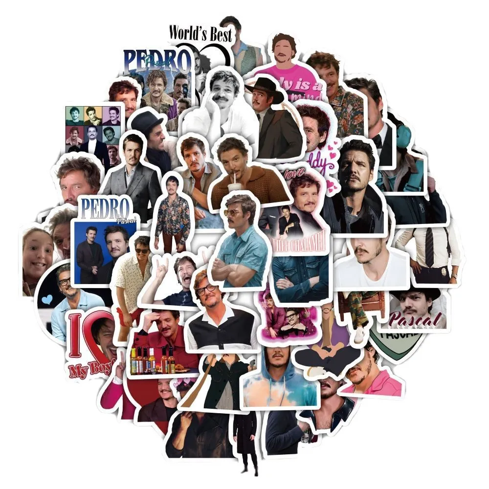 60 Stück Schauspieler Pedro Pascal Aufkleber iPad Handyhüllen Laptops Planer Bücher DIY Dekoration Wasserdicht Cooles Graffiti FAN Geschenk