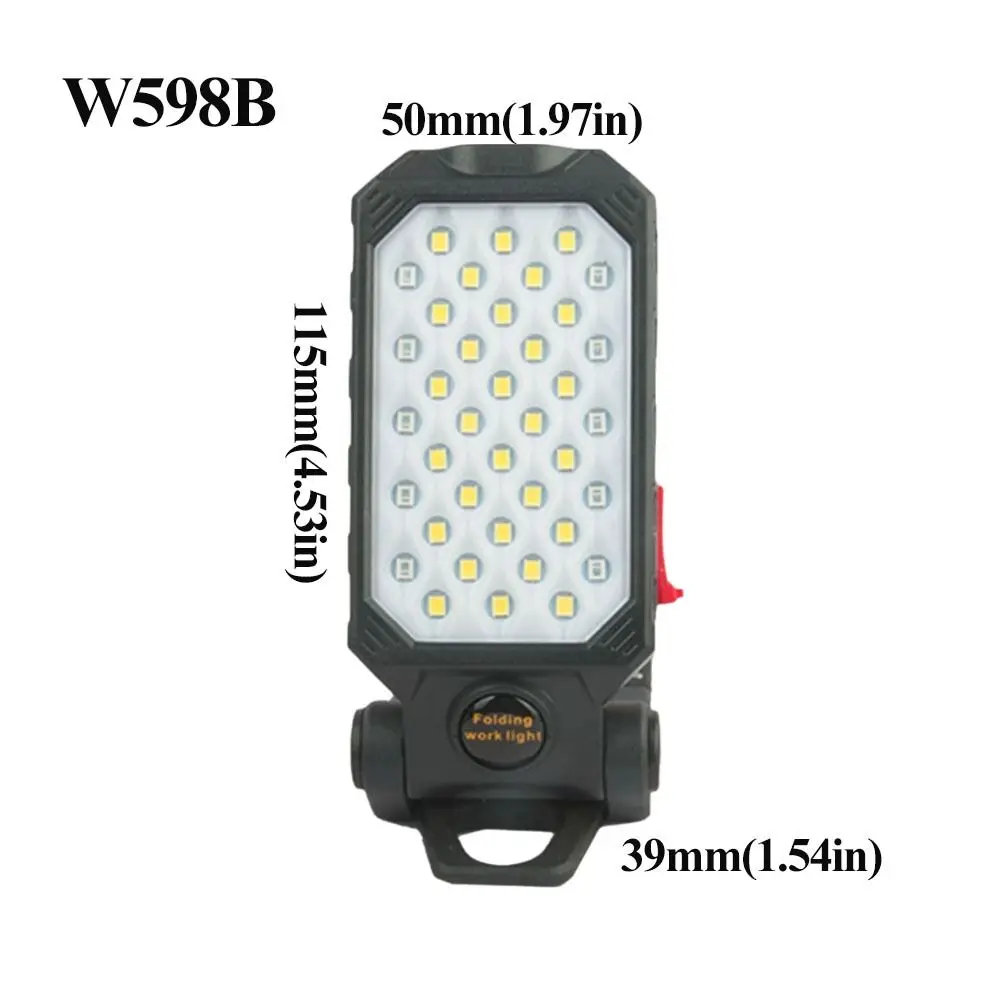 Magnetic Hook Portable LED Worklight Waterproof Design Super Bright Rechargeable Flashlight Power Display COB Work Light
