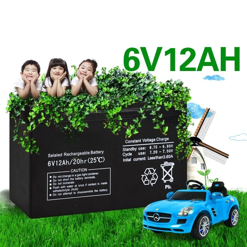 6V 12Ah Sealed Lead Acid Battery for Kids Ride-On Toys Maintenance-Free Backup Battery