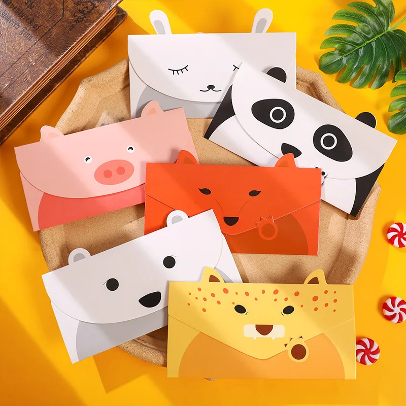 12 Stück Cartoon-Geschenkkarte, gefalteter Umschlag, Grußkarte, niedliche Tiere, Urlaubswünsche, Postkarten für Kinder, Geburtstag, Babyparty, Dekoration