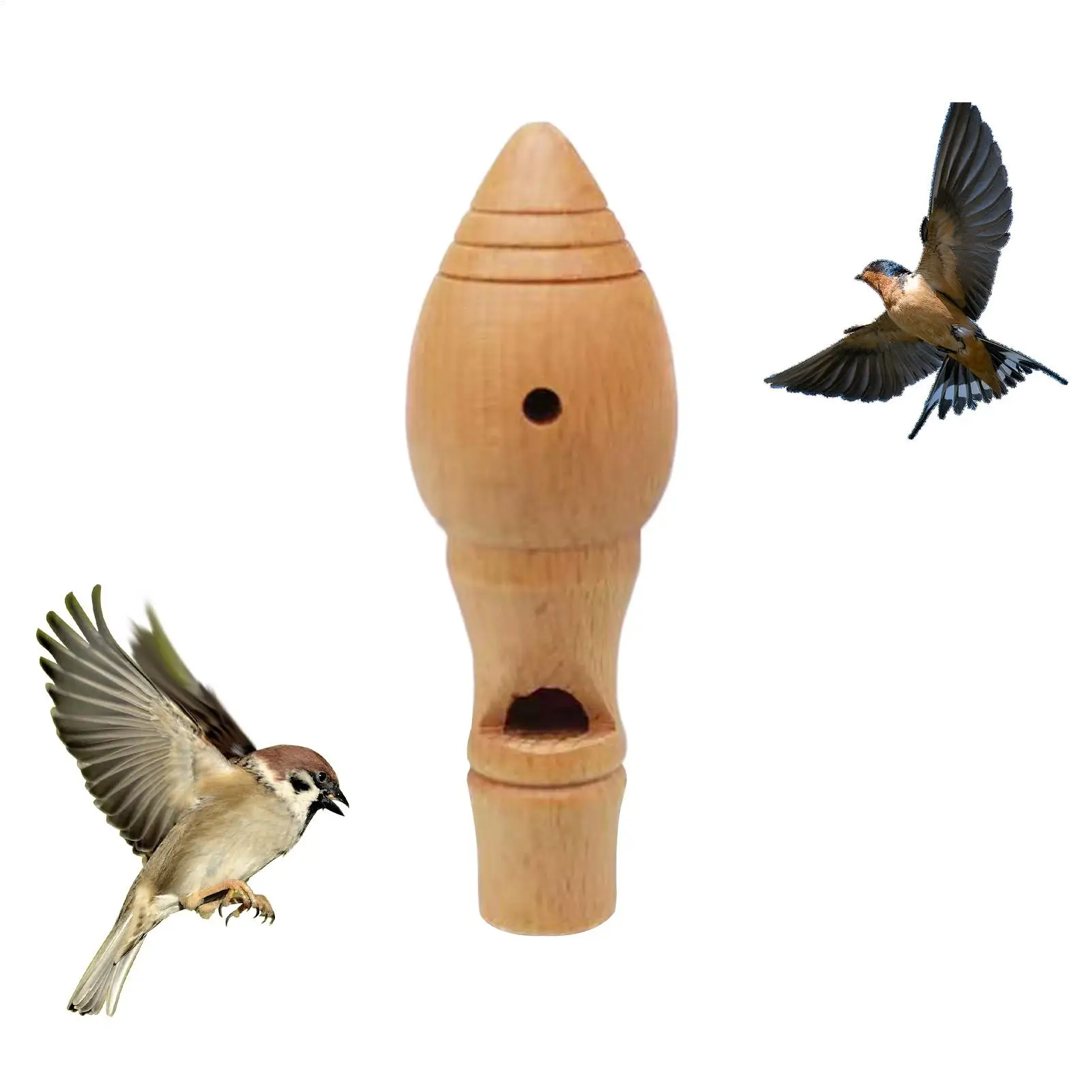 Wooden Portable Bird Whistle with Realistic Sound Simulation Decoy Caller Device for Hunting Watching Nature Enthusiasts Adults