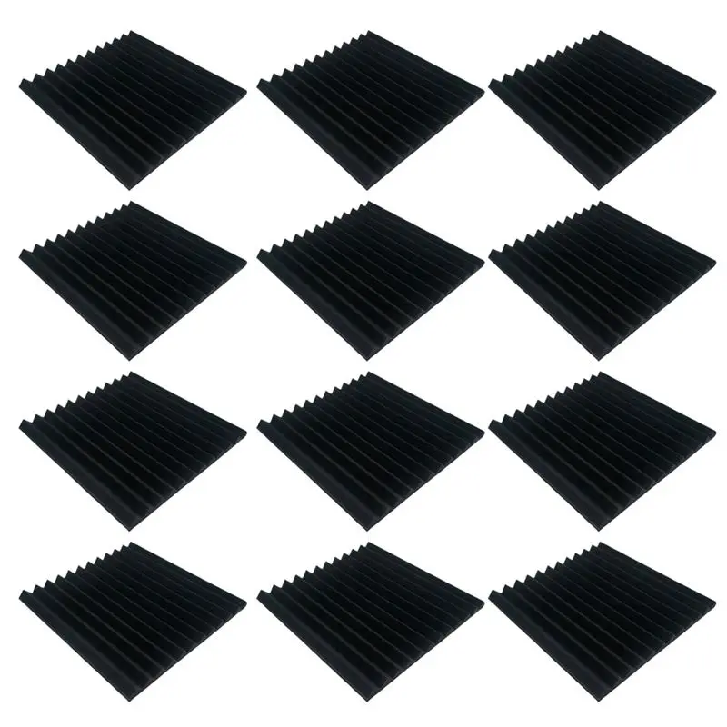 AEE4-12Pcs Acoustic Foam Studio High Density Soundproofing Foam Sound Absorbing Material Door Isolation Home Decoration