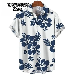 Men's Shirts Plant Flowers Casual 3D Print Hawaiian Shirt Man Summer Fashion Shirt for Man Daily Short Sleeves Men Clothing Tops
