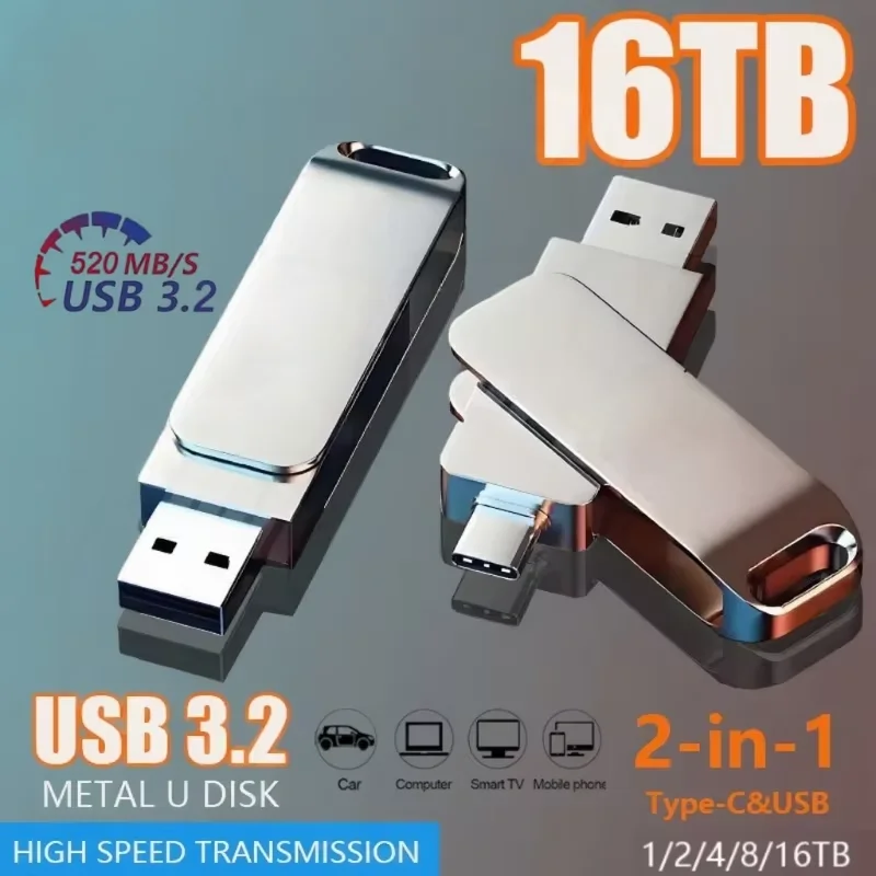 64TB USB Flash Drive Waterproof Pendrive Metal Memory Stick High Speed Flash Pen Drive USB Storage Key Free Logo U Disk New