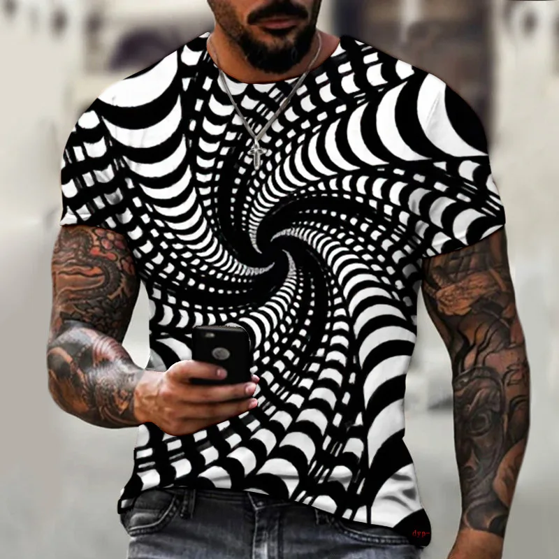 Summer 3D Printed T-shirt Men Women Fashion Graphic Optical Illusion Clothes Short Stylish  Street Tops Tees Men Sports Tees Boy