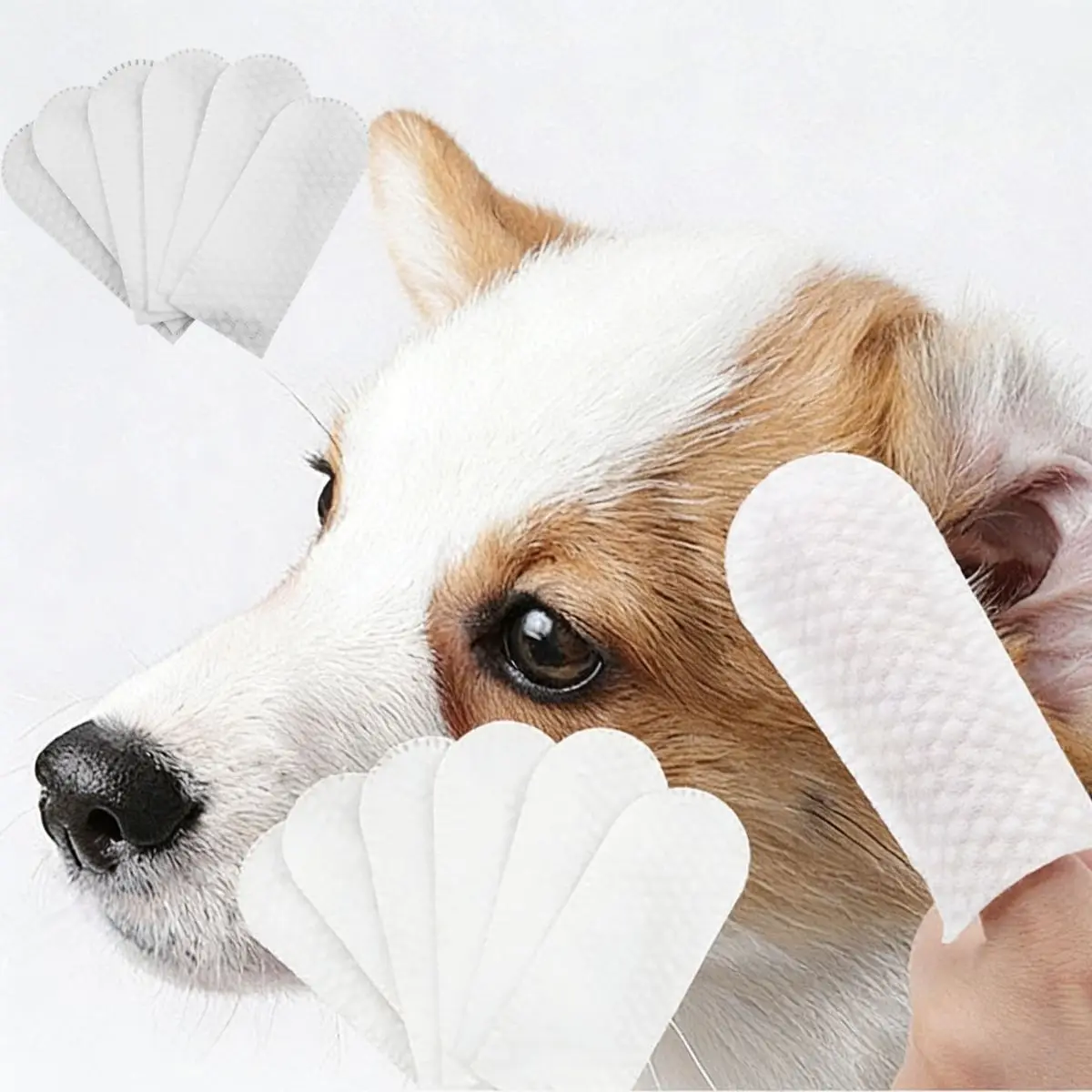 50Pcs Cotton Finger Cots Dog Ear Wipes for Pet Ear Cleaning Cloth Finger Covers Fingers Gloves Disposable for Nails Cleaning