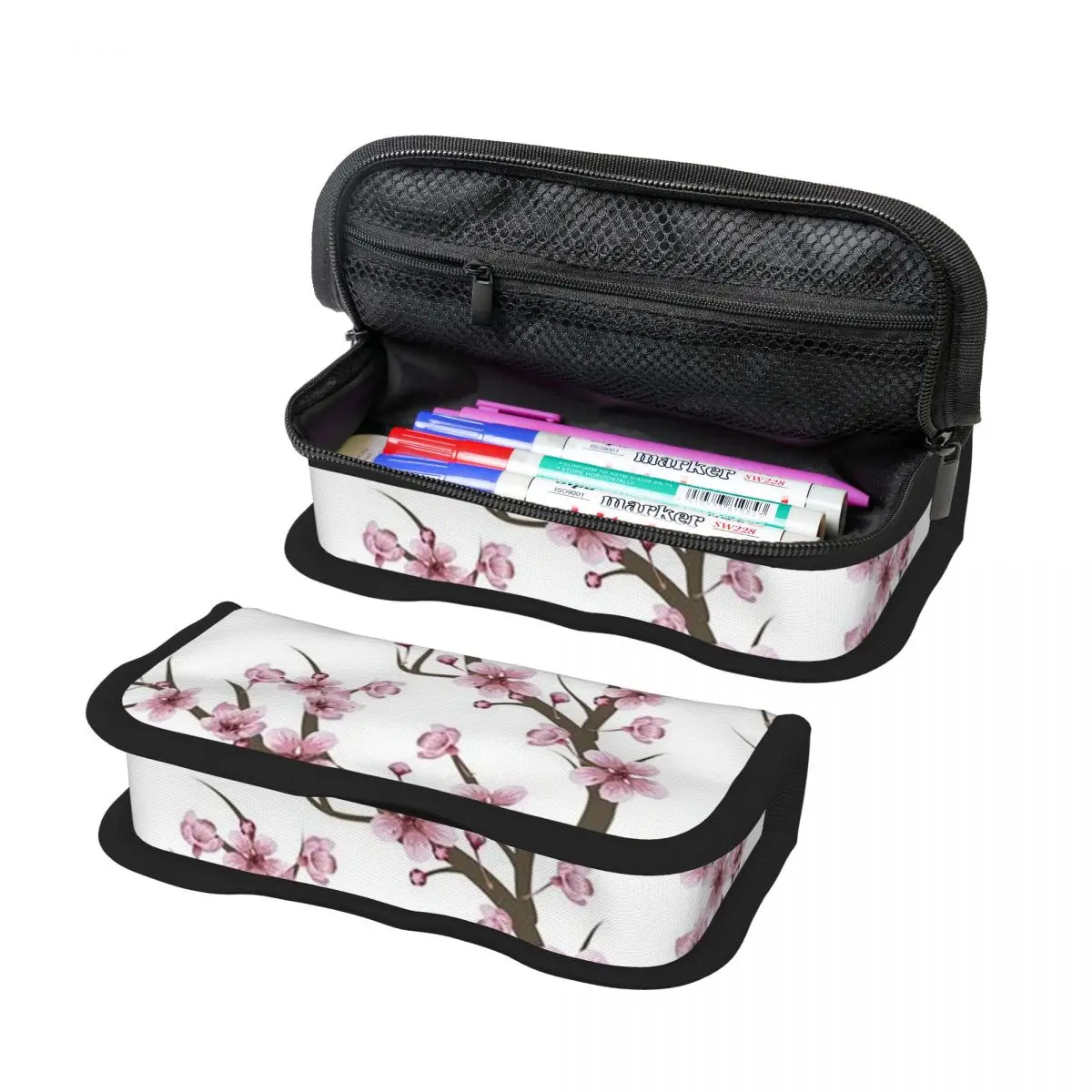 Japanese Sakura Cherry Blossoms Pencil Case for Students Gifts Pen Box Pencil Bag Stationery Supplies Pen Holder Bag