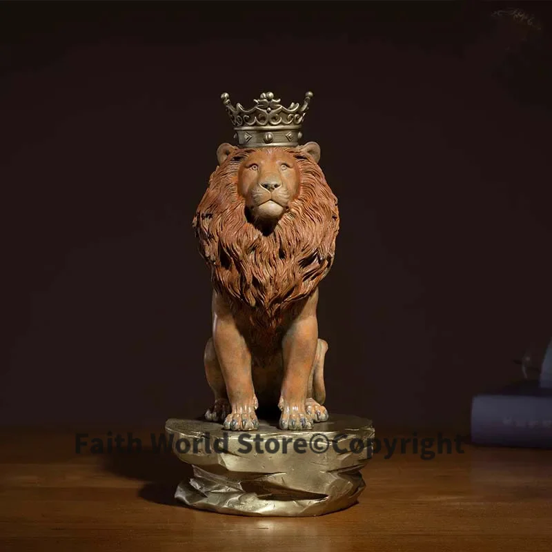 TOP COOL Limited Edition High grade handicraft art Collection home business KING lion Animal bronze sculpture Decoration statue