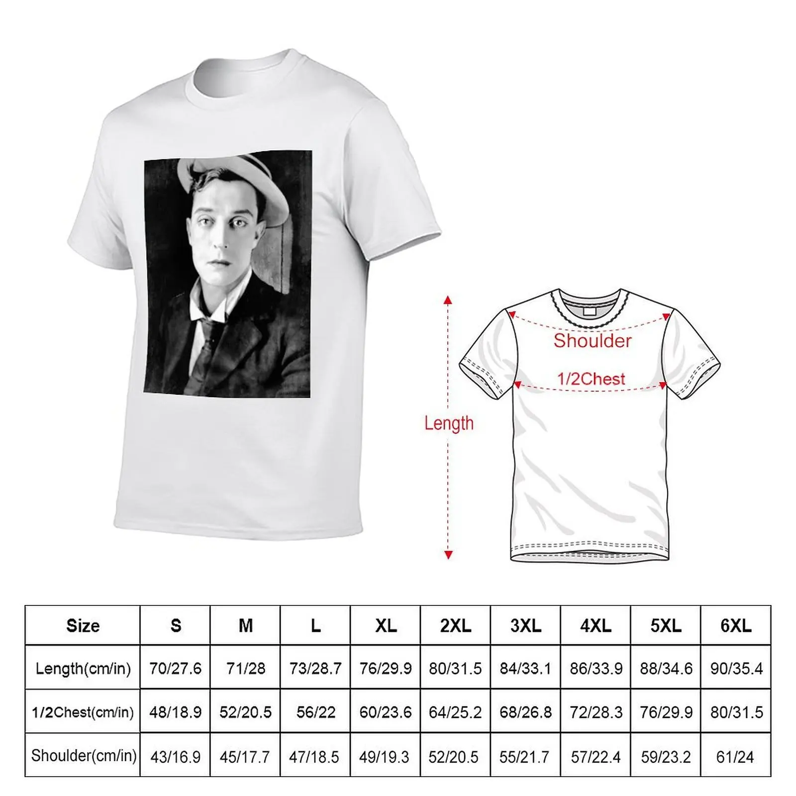 Buster Keaton - BW Vintage - D13 T-Shirt man t shirts graphic t shirts for man cotton soft T-Shirt