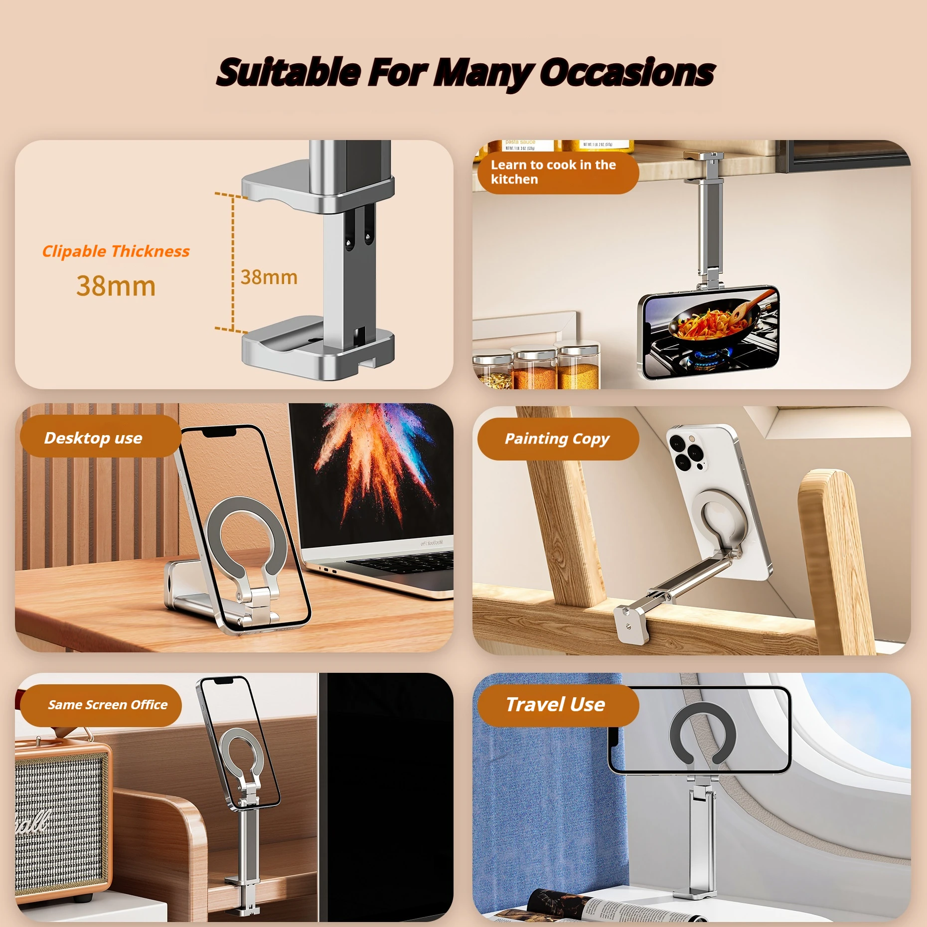 Untuk Magsafe dudukan ponsel Universal magnetis, dudukan telepon fleksibel dengan desain sekrup 1/4, dudukan telepon pesawat rotasi fleksibel