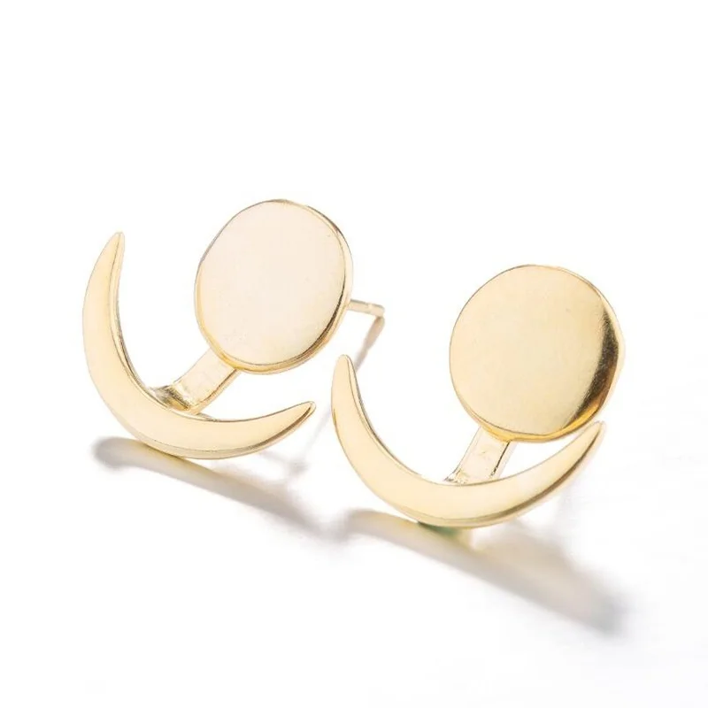 Korean Fashion Crescent Moon Earrings for Women Ear Studs Vintage Gold Silver Color Stud Earring Jewelry Gift Pendientes Mujer