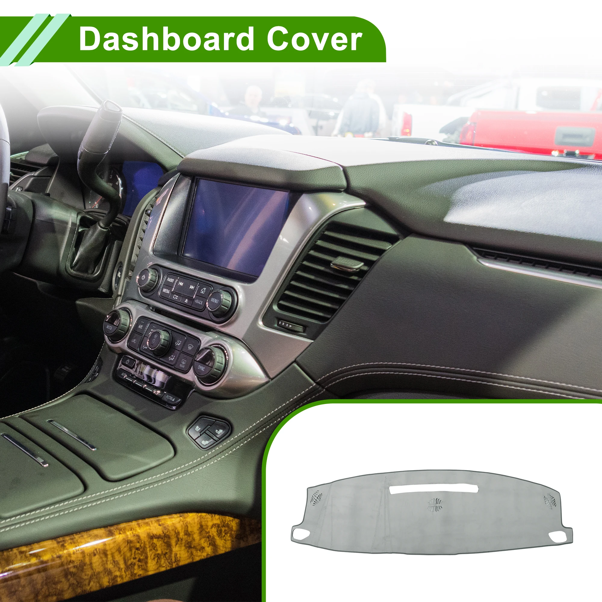 

Накладка на приборную панель UXCELL для Chevrolet Suburban 2021-2024 без HUD, фланелевая, серая, 1 шт.