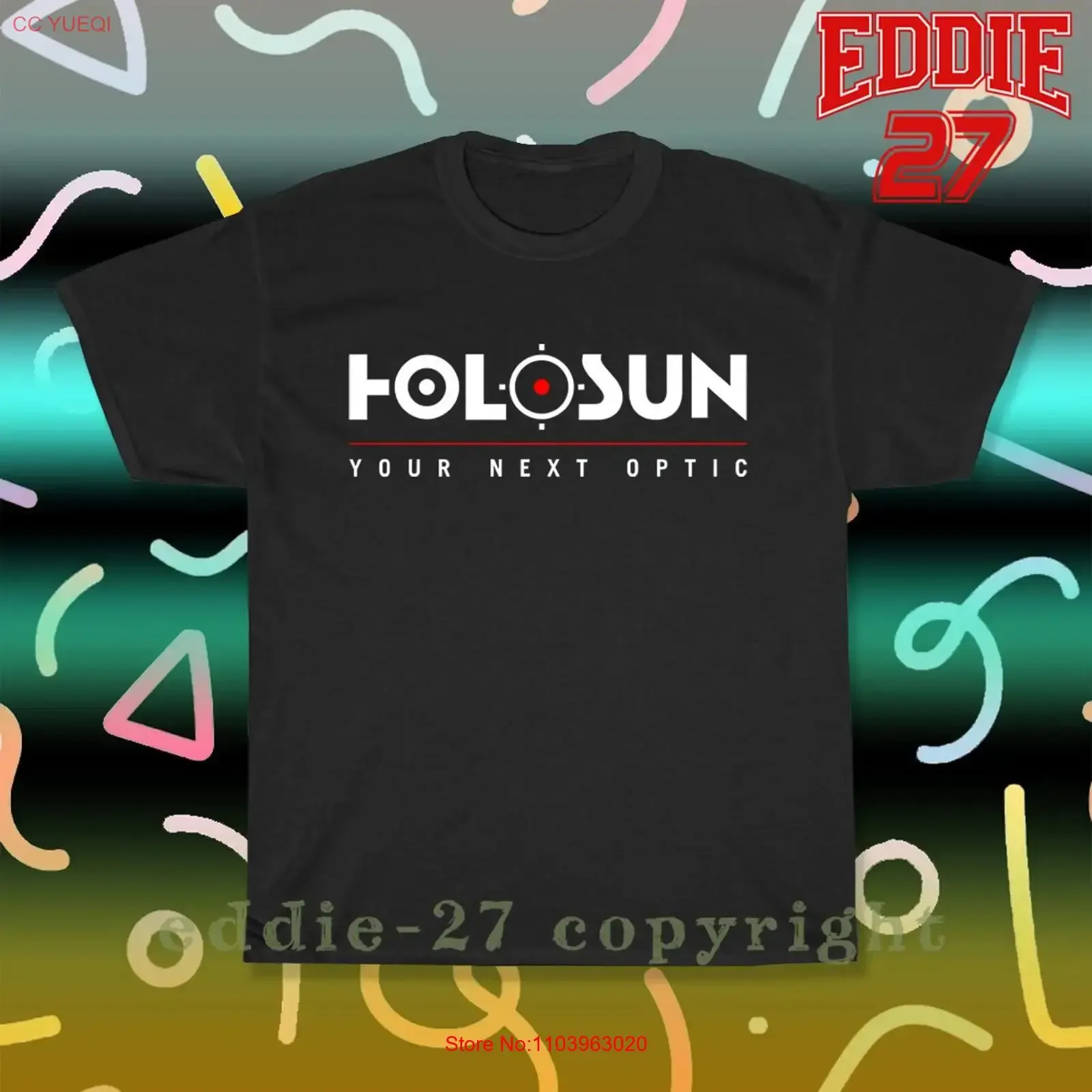 Nueva camiseta Holosun Optics con logotipo de punto rojo láser para hombre, estilo americano vintage, versátil, ropa de calle, moda elegante y cómoda