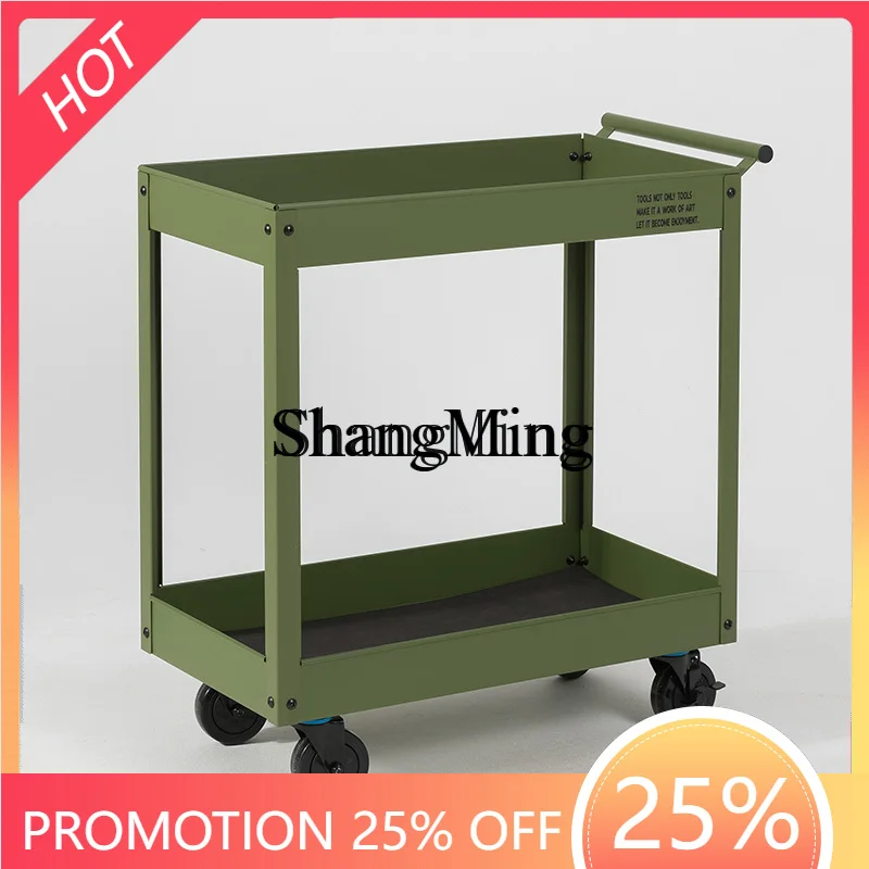 CL high value light luxury two-layer ins style cafe books green plants household removable storage trolley
