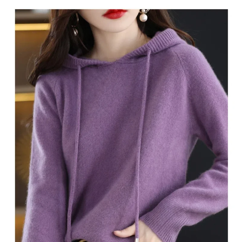 여성 후드 긴팔 풀오버, 고급스러운 캐주얼 바디 탑, 루즈 핏, 절묘한 피스, 가을 겨울 스타일