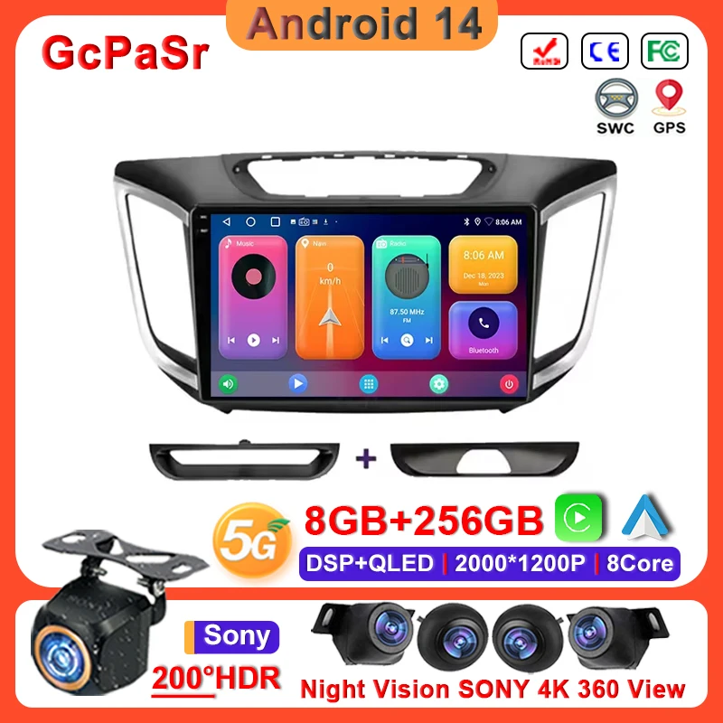 

Android 14 Auto For Hyundai Creta IX25 2015 - 2019 Car Radio Multimedia Video Player Navigation GPS Stereo QLED Screen Dash cam