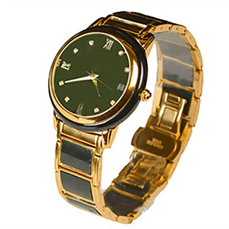 Hetian Green Jasper Steel Belt Inlaid Men'S Jade Watch