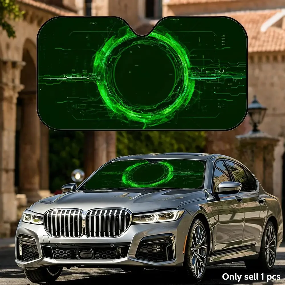 

Abstract Technology Green Sun Visor Aluminum Foil Windshield UV Protection Heat Insulation Cover Foldable Sun Visor Shade