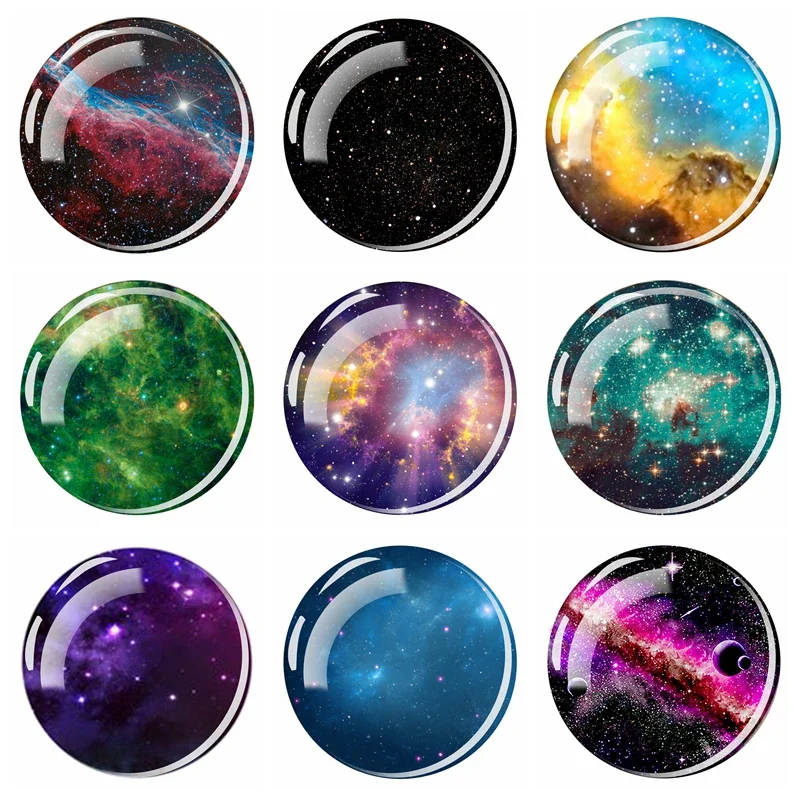 1pcs Starry Sky Nniverse Statement Glass Cabochon Glow In The Dark 20mm 25mm 30mm Diy Necklace Pendant Luminous Jewelry Finding