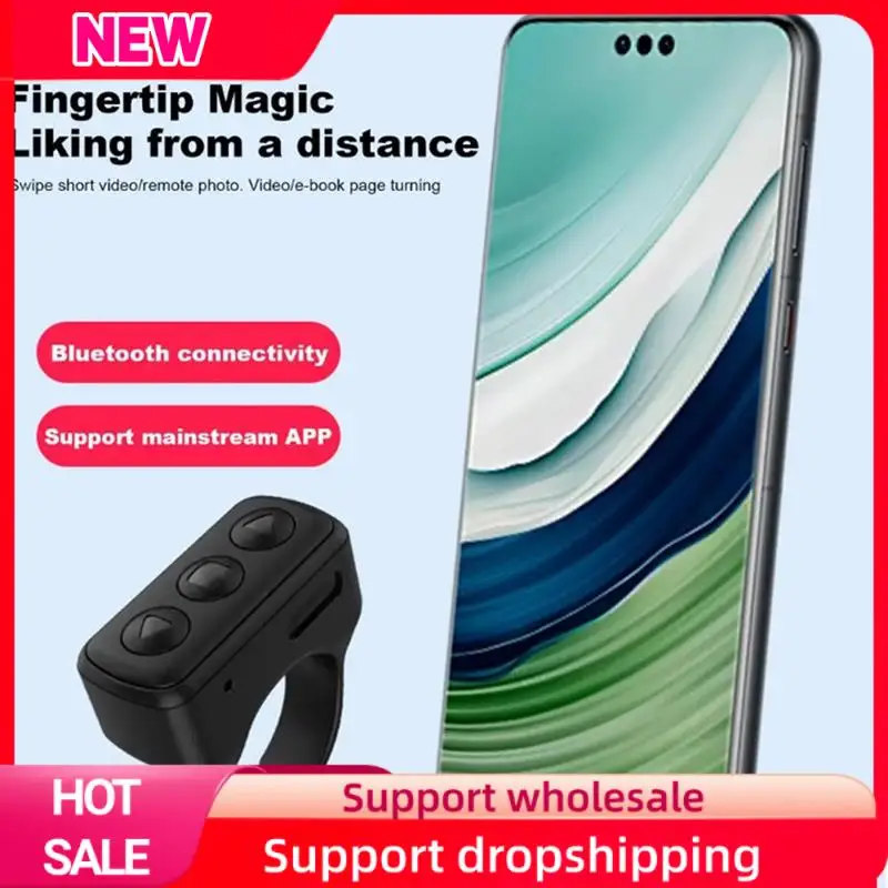Superior Remote Control Scrolling Finger Wireless Bluetooth Ring For Video Recording, Pink Color