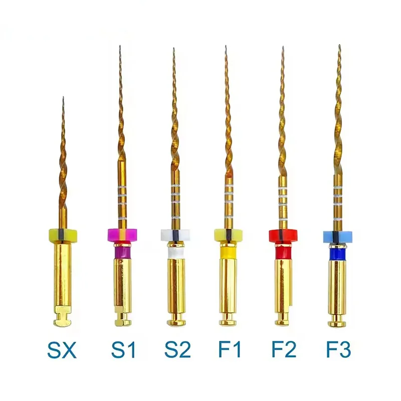 Dental Gold Taper Rotary Files NiTi Endodontic Root Canal Cleaning Shaping Files SX S1 S2 F1 F2 F3 Assorted Sizes Tool