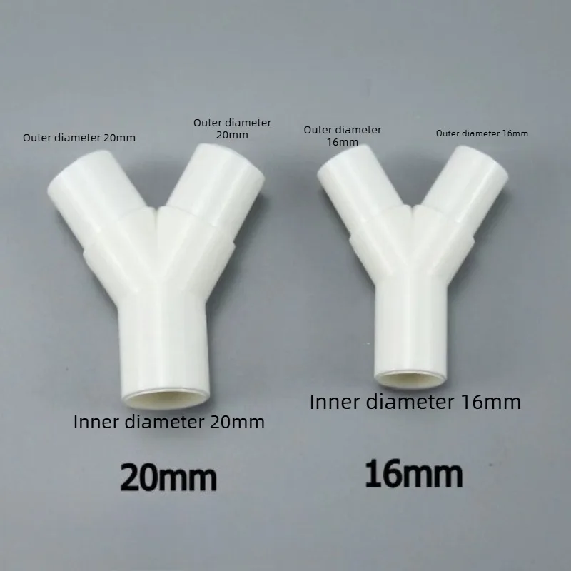 

PVC Plastic Y-Type Three-Way Fitting 16mm/20mm Fork-Shaped Water Pipe Connector Drip Irrigation Tee Garden Hose Adapter