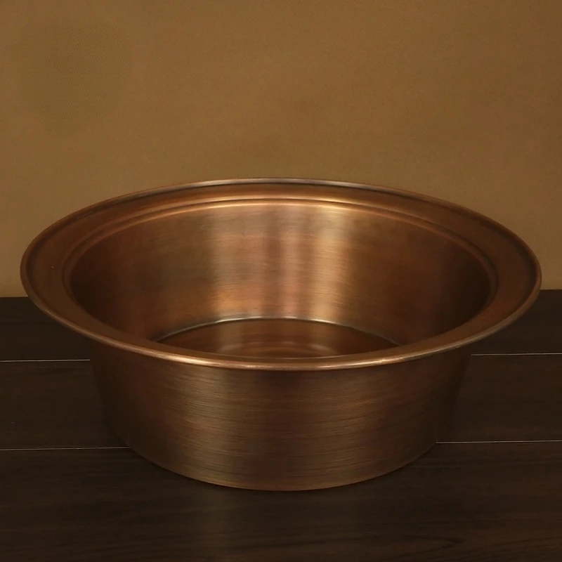 Pure Copper Thickened Pedicure Basin Hand-washing Foot Basin Washbasin Retro Old Old-fashioned Copper Basin for Washing