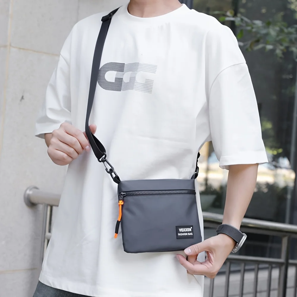 Neue mehrschichtige Unisex-Umhängetasche mit Reißverschluss, lässige Crossbody-Tasche, trendiger Herrenrucksack, wasserabweisend – Detail 4