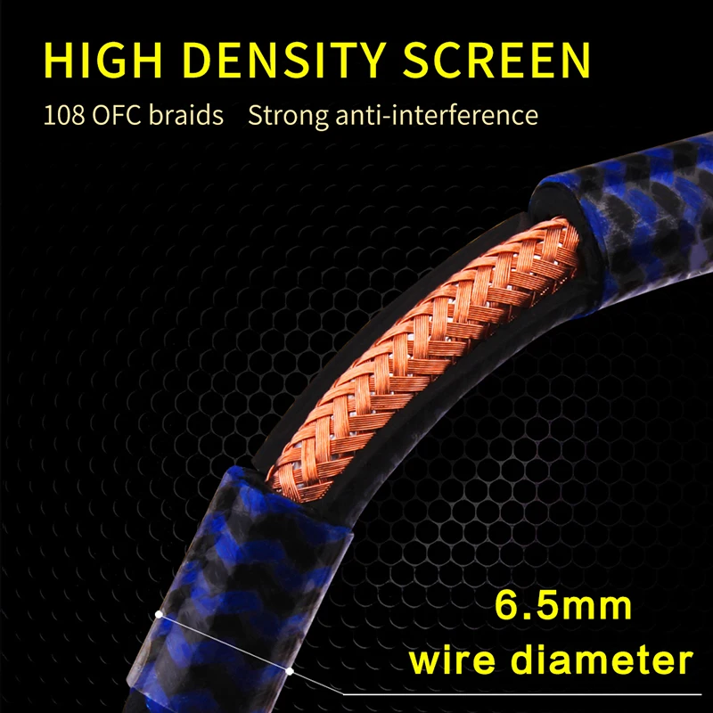 Cable de Audio 6N Occ Hifi Dual de 6,5mm a RCA Dual, Cable de alta gama de 6,35mm a RCA con enchufe chapado en oro para amplificador de potencia Mezclador