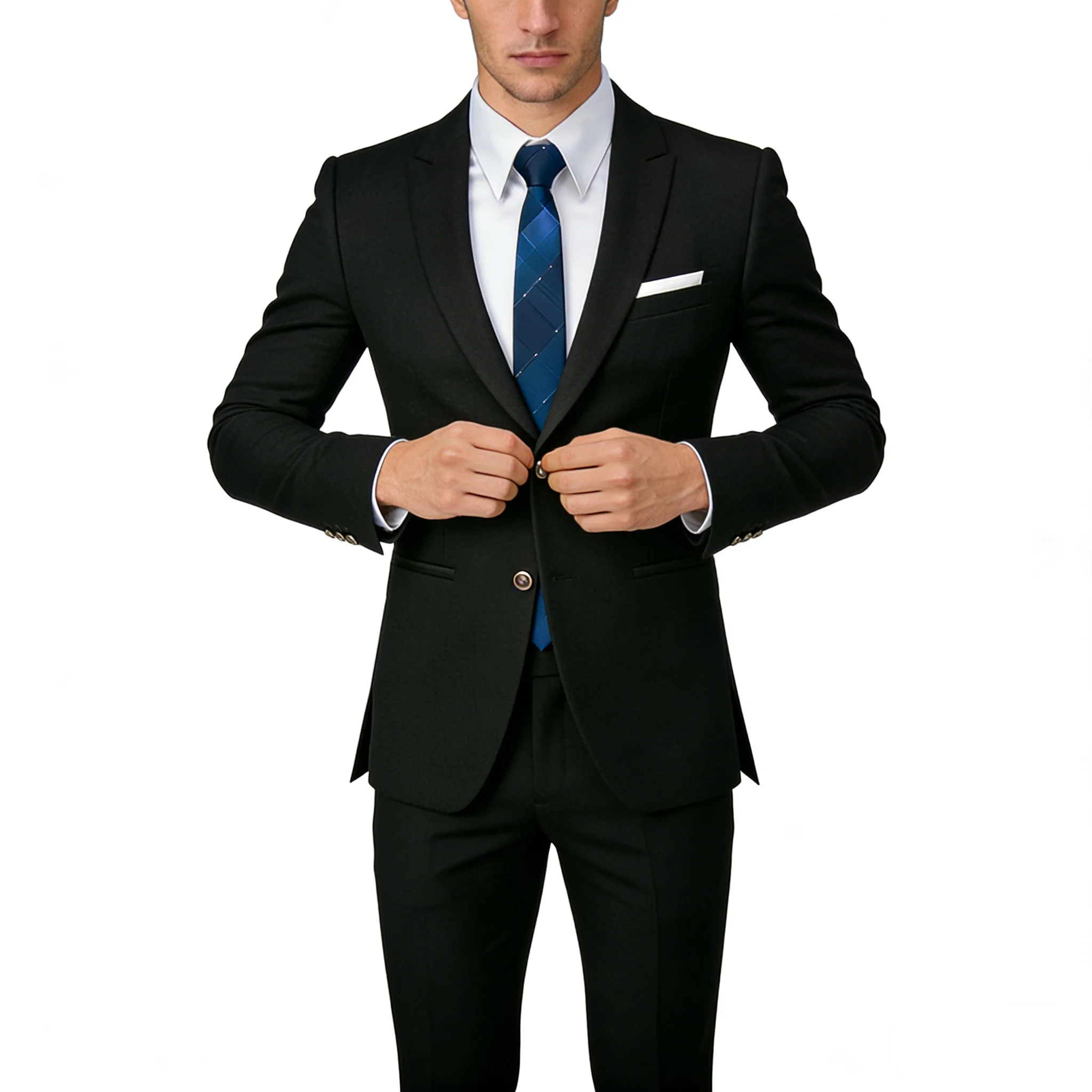 

Men's Slim Fit 2 Piece BlackSuit Formal Business Wedding Groom Wool Blend Office Suit for Men